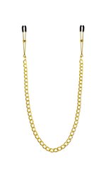 Тонкі затискачі для сосків з ланцюжком Feral Feelings Chain Thin nipple clamps, золото/чорний зображення