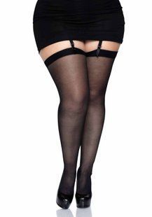 Панчохи під пояс Leg Avenue Sheer Stockings + PLUS SI Black зображення