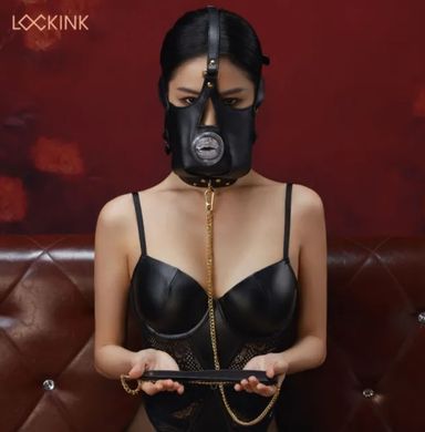 Маска-сбруя для орального секса с поводком LOCKINK SEVANDA Blowjob Head Muzzle with Leash картинка