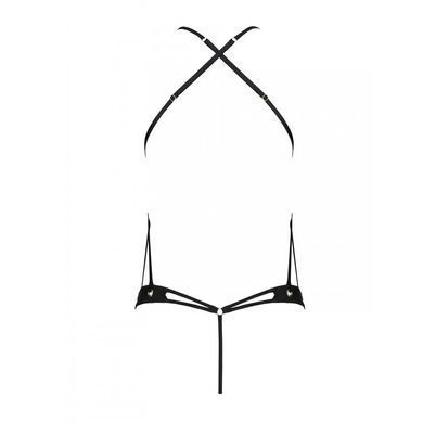 Боди из эко-кожи с ремешками и перфорацией Passion Tamaris Body black, размер L/XL картинка