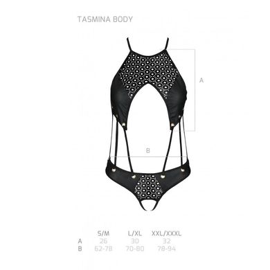 Боді з еко-шкіри з ремінцями та перфорацією Passion Tamaris Body black, розмір L/XL зображення