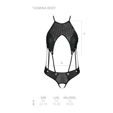 Боди из эко-кожи с ремешками и перфорацией Passion Tamaris Body black, размер L/XL картинка