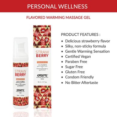 Массажное масло сьедобное разогревающее EXSENS Massage oil Strawberry Клубника (50 мл) картинка