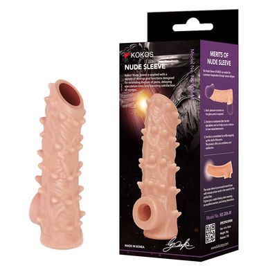 Насадка на член з отвором для мошонки Kokos Nude Sleeve NS 006, розмір L зображення