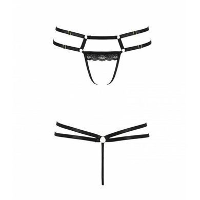 Трусики-стрінги зі стреп із мереживом Passion Exclusive LORRY THONG black, розмір XXL/XXXL зображення