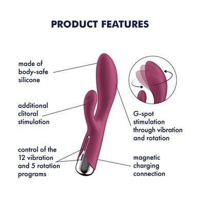 Вибратор-кролик с ротацией Satisfyer Spinning Rabbit 1 Red (диаметр 3,5 см) картинка