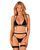 Комплект белья: бюстгальтер, стринги, пояс для чулок Obsessive Selinne 3-pcs set Black, размер XS/S картинка