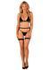 Комплект белья: бюстгальтер, стринги, пояс для чулок Obsessive Selinne 3-pcs set Black, размер XS/S картинка 6