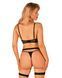 Комплект белья: бюстгальтер, стринги, пояс для чулок Obsessive Selinne 3-pcs set Black, размер XS/S картинка 2