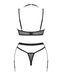 Комплект белья: бюстгальтер, стринги, пояс для чулок Obsessive Selinne 3-pcs set Black, размер XS/S картинка 4