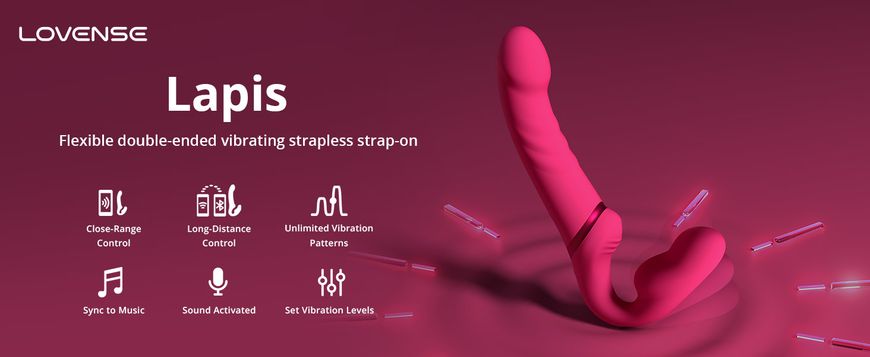 Безременевий страпон з вібрацією Lovense Lapis vibrating strapless strap-on (діаметр 3,9 см) зображення