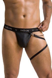 Мужские стринги с гартером Passion 058 THONG BILL black, размер XXL/XXXL картинка