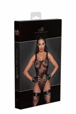 Боді фатинове з малюнком Noir Handmade F242 Tulle body with patterned flock embroidery, розмір S зображення