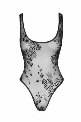 Боді фатинове з малюнком Noir Handmade F242 Tulle body with patterned flock embroidery, розмір S зображення