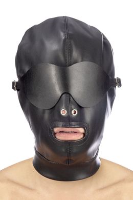 Капюшон для БДСМ зі знімною маскою Fetish Tentation BDSM hood in leatherette with removable mask зображення