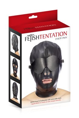 Капюшон для БДСМ со съемной маской Fetish Tentation BDSM hood in leatherette with removable mask картинка
