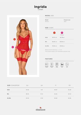 Корсет с кружевом + трусики Obsessive Ingridia corset & thong, размер M/L картинка