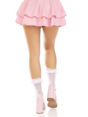 Носки ажурные с рюшами Leg Avenue Mini Bow Lace Anklet White картинка