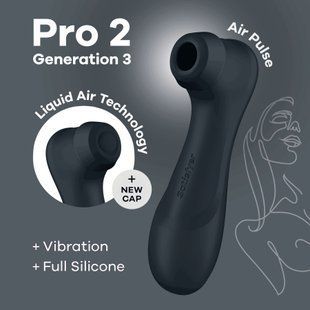 Вакуумный клиторальный стимулятор с вибрацией Satisfyer Pro 2 Generation 3 with Liquid Air Dark Grey картинка