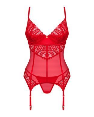 Корсет с кружевом + трусики Obsessive Ingridia corset & thong, размер M/L картинка
