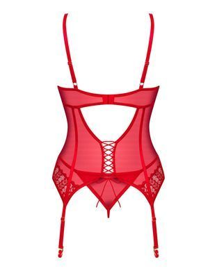 Корсет с кружевом + трусики Obsessive Ingridia corset & thong, размер M/L картинка