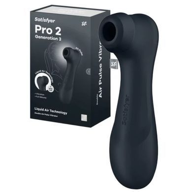Вакуумный клиторальный стимулятор с вибрацией Satisfyer Pro 2 Generation 3 with Liquid Air Dark Grey картинка