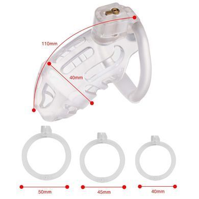 Клітка для пеніса з замком LOCKINK SEVANDA Plastic Penis Chastity Cage Transparent зображення