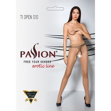 Колготки з відкритим доступом та контрастною лінією Passion TIOPEN 010 beige, розмір 1/2 (20 den) зображення