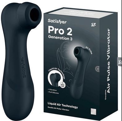 Вакуумный клиторальный стимулятор с вибрацией Satisfyer Pro 2 Generation 3 with Liquid Air Dark Grey картинка