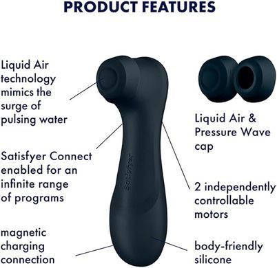 Вакуумный клиторальный стимулятор с вибрацией Satisfyer Pro 2 Generation 3 with Liquid Air Dark Grey картинка
