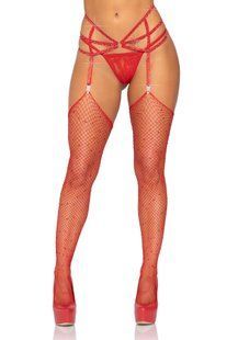 Пояс для панчіх зі стразами Leg Avenue Rhinestone garterbelt Red One Size зображення