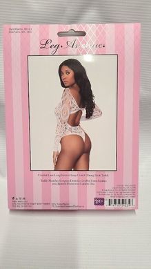 Ажурне боді з рукавами Leg Avenue Snap crotch thong back teddy Black, розмір S/M зображення