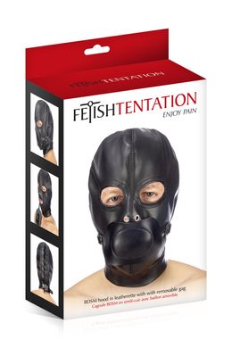 Капюшон з кляпом для БДСМ Fetish Tentation BDSM hood in leatherette with removable gag зображення