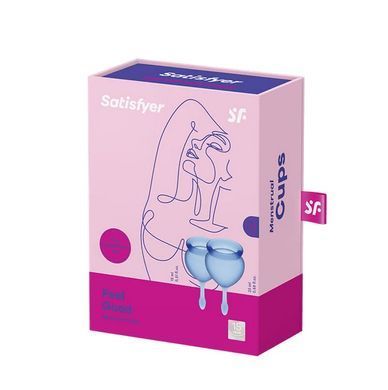 Набір менструальних чаш Satisfyer Feel Good dark blue, синій (15 і 20 мл) зображення