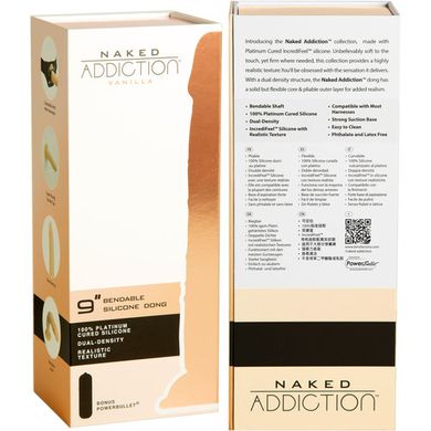 Фаллоимитатор на присоске + вибропуля Naked Addiction 9” Silicone Dual Density Bendable Dildo Vanilla (диаметр 4,3 см) картинка
