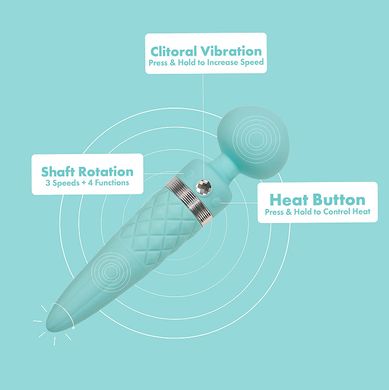 Вибромассажер - микрофон с кристаллом Сваровски PILLOW TALK Sultry Teal (с ротацией и нагревом) картинка