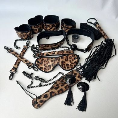 Набор для БДСМ с леопардовым принтом Liebe Seele Leopard Print 13pcs set (13 предметов) картинка