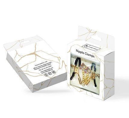 Зажимы для сосков с сердцем Liebe Seele Nipple Clamps Gold Heart-shaped Flowers on Blue картинка