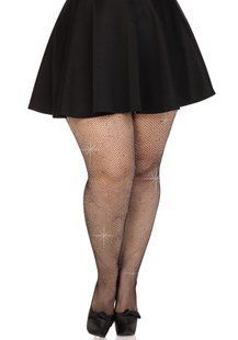 Колготки зі стразами Leg Avenue Rhinestone micro net tights Plus size Black зображення