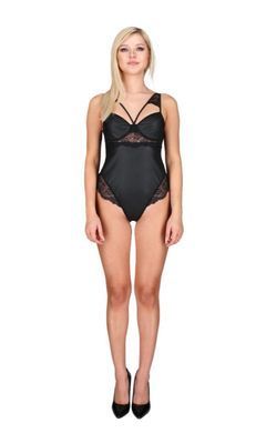 Боди из эко-кожи и кружева Passion Loona Body black, размер L/XL  картинка