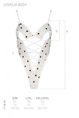 Еротичне боді з малюнком Passion LOVELIA BODY white, розмір XXL/XXXL зображення