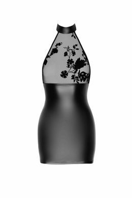 Платье с сетчатым верхом Noir Handmade F311 Eros mini halter dress flocked mesh and wetlook, размер S картинка