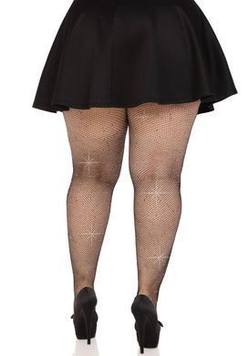Колготки зі стразами Leg Avenue Rhinestone micro net tights Plus size Black картинка
