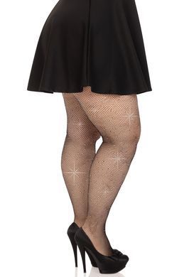 Колготки зі стразами Leg Avenue Rhinestone micro net tights Plus size Black картинка