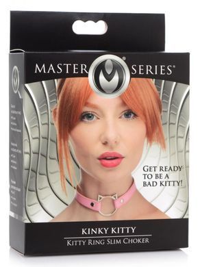 Чокер з кішечкою Master Series Kinky Kitty Ring Slim Choker Pink зображення