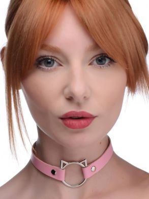 Чокер з кішечкою Master Series Kinky Kitty Ring Slim Choker Pink зображення