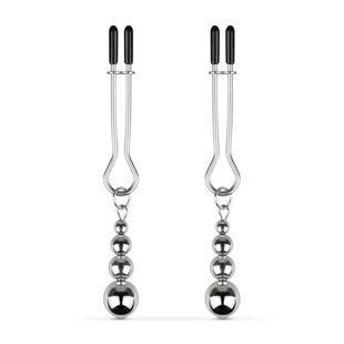 Затискачі для сосків Bedroom Fantasies: Nipple Clamps with Beaded Chain Silver зображення