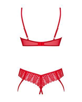 Откровенный комплект с кружевом Obsessive Ingridia 2-pcs crotchless set, размер XS/S картинка