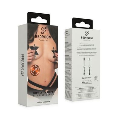 Затискачі для сосків Bedroom Fantasies: Nipple Clamps with Beaded Chain Silver зображення