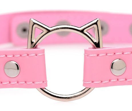 Чокер з кішечкою Master Series Kinky Kitty Ring Slim Choker Pink зображення